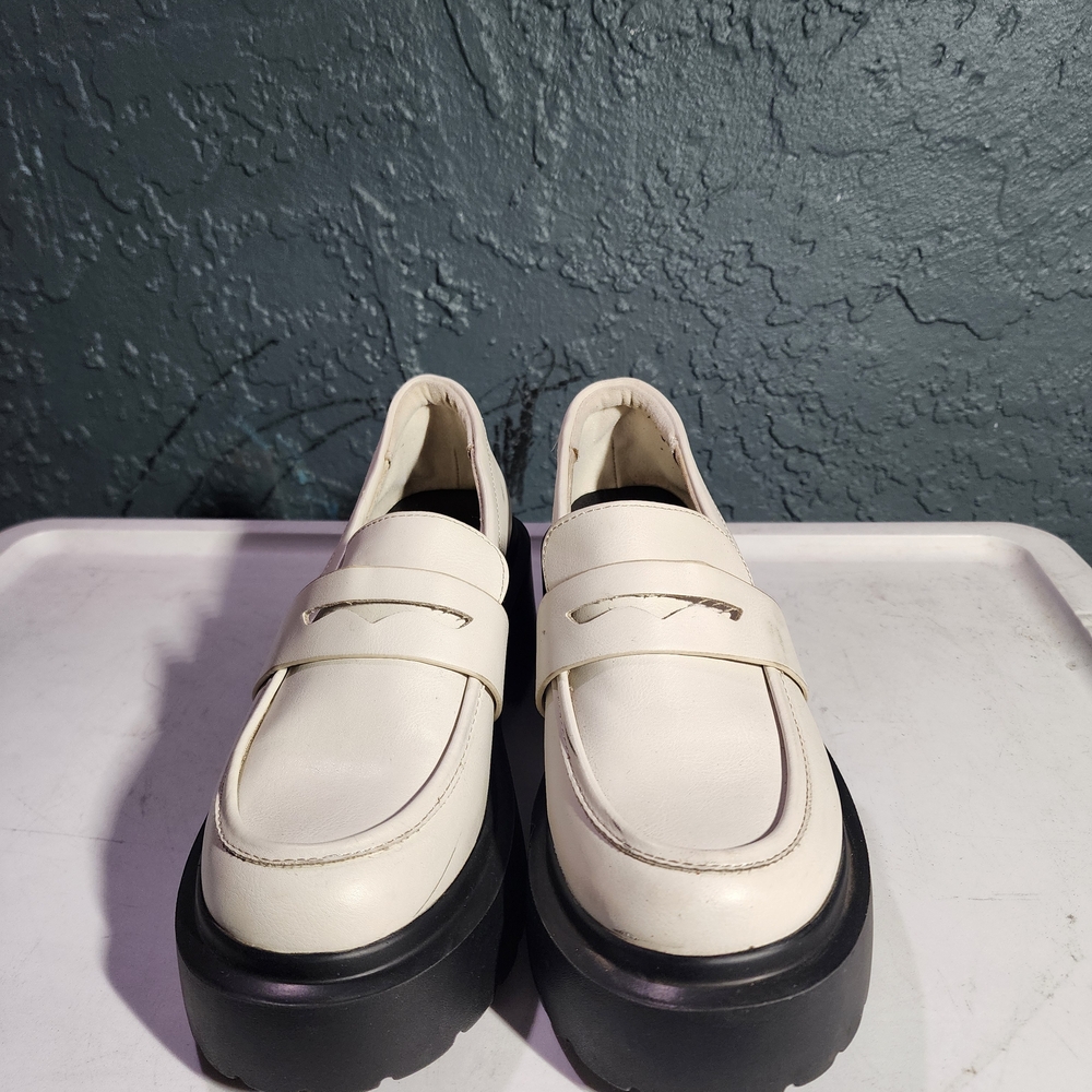 Women's White Loafers with Black Soles